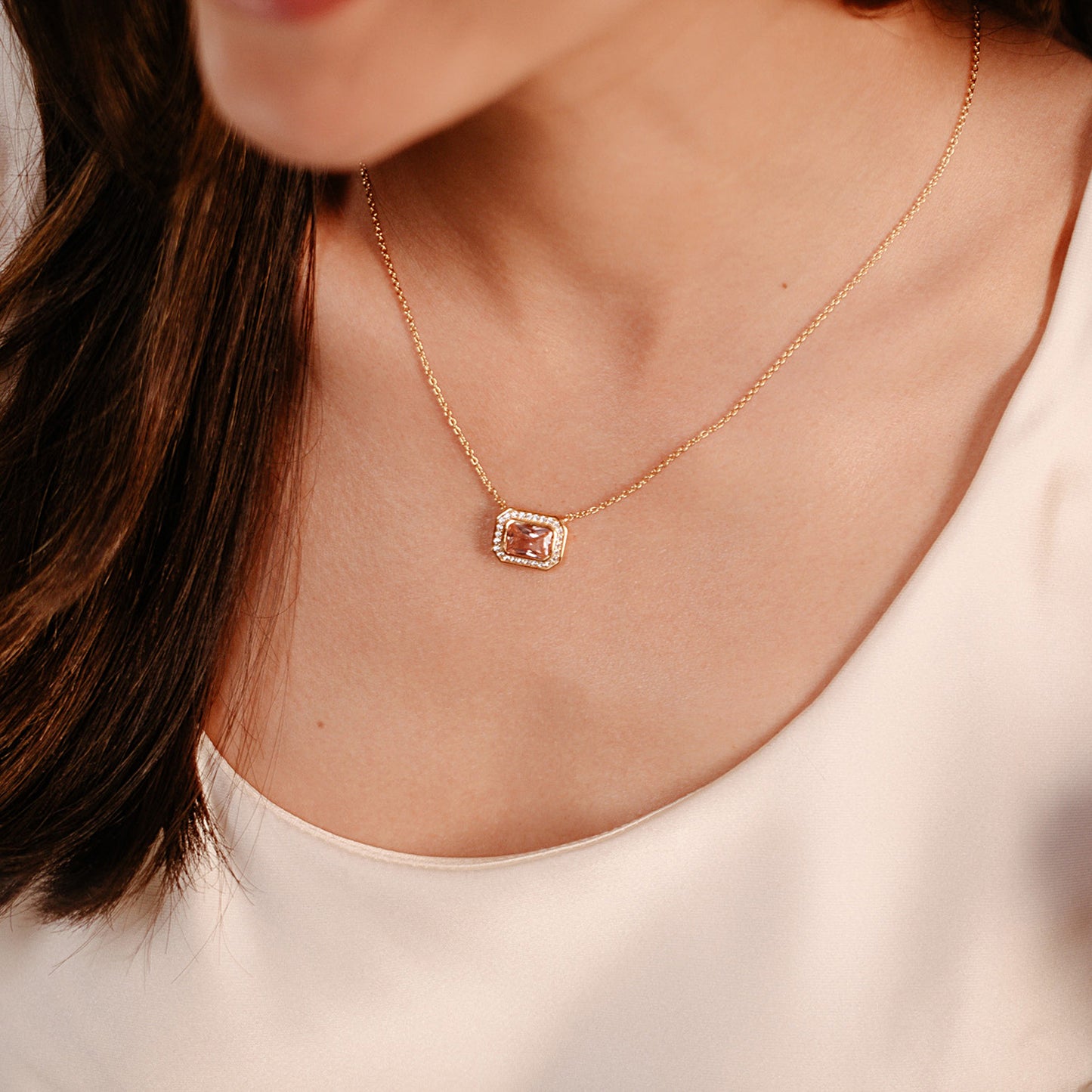 Gabriella East to West Necklace - Morganite