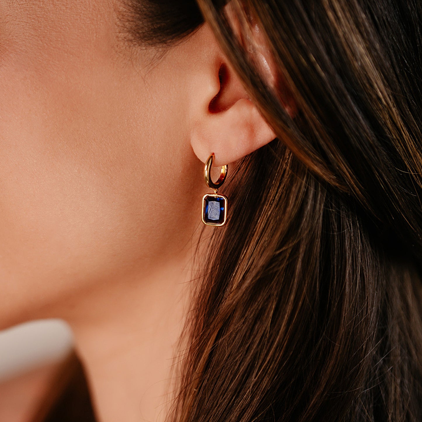 Lily Drop Hoop Earrings - London Blue Topaz
