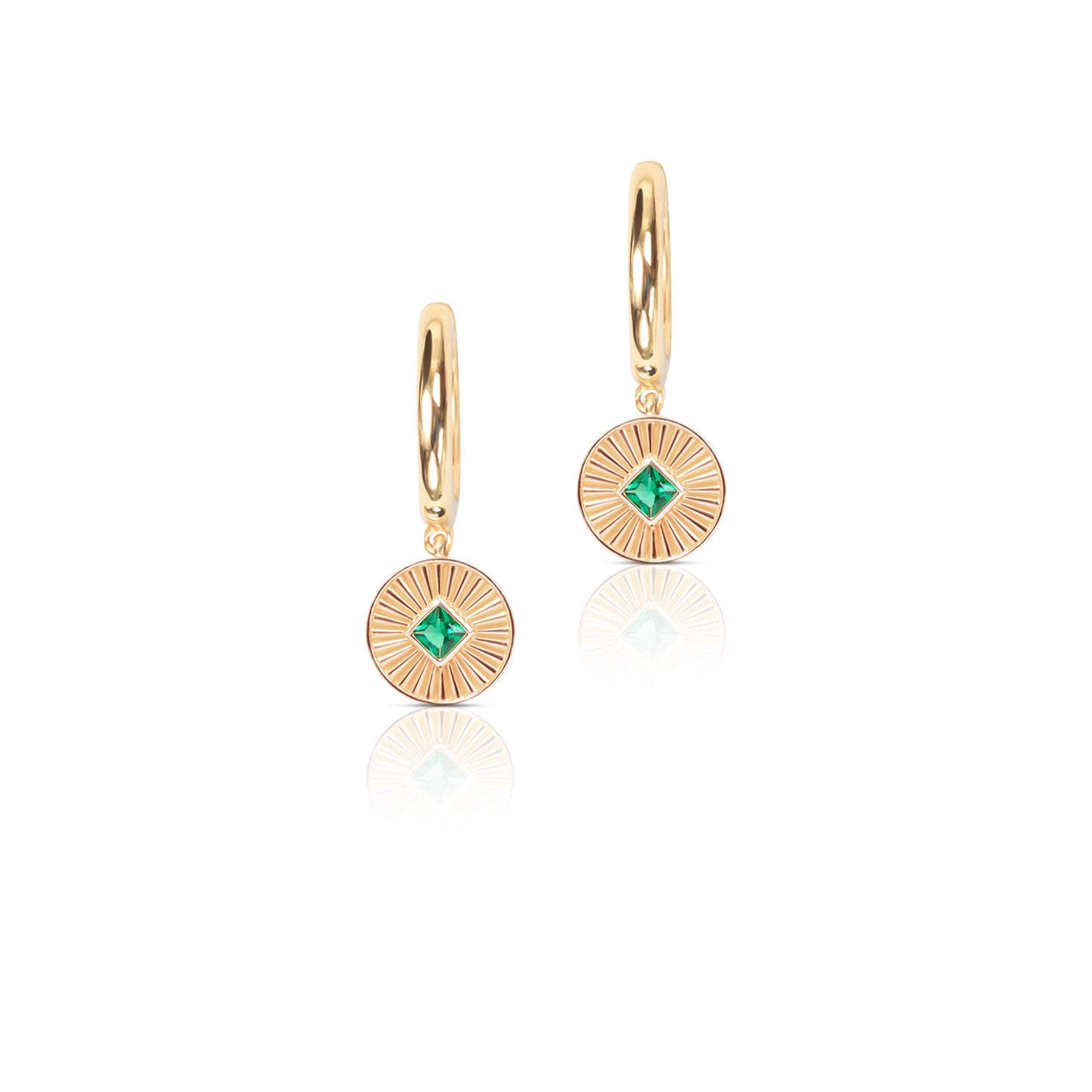Heidi Sunray Drop Hoops-Emerald