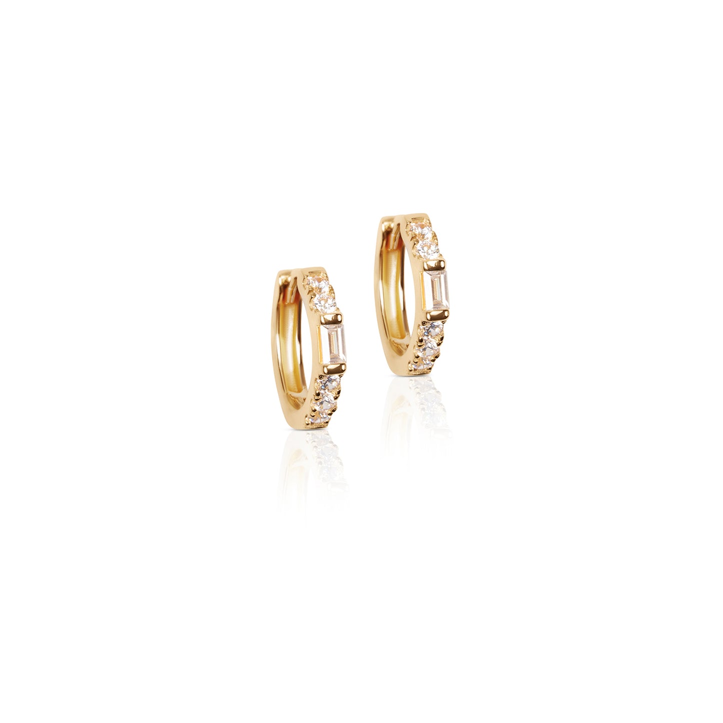 Mia Baguette Cut Hoop Earrings - Diamond