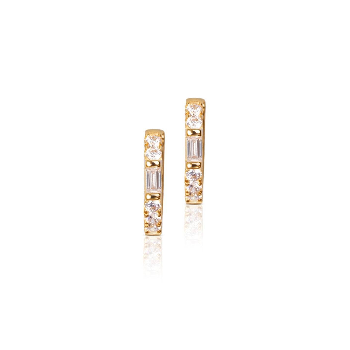 Mia Baguette Cut Hoop Earrings - Diamond