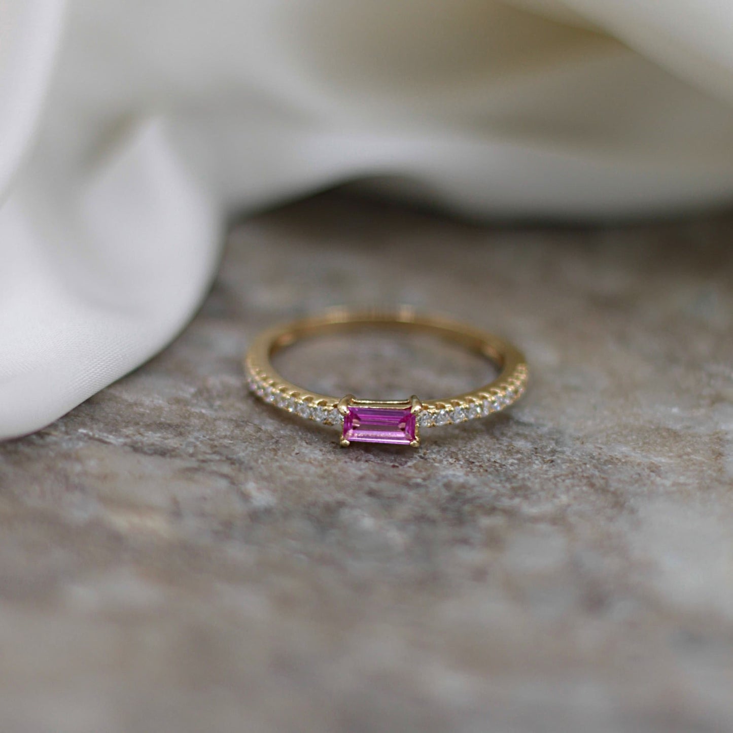 Ava Deco Eternity Ring- Pink Sapphire