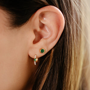 Mia Baguette Cut Hoop Earrings - Emerald