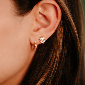 Mia Baguette Cut Hoop Earrings - Diamond