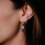Naomi Drop Hoop Earrings - Sapphire