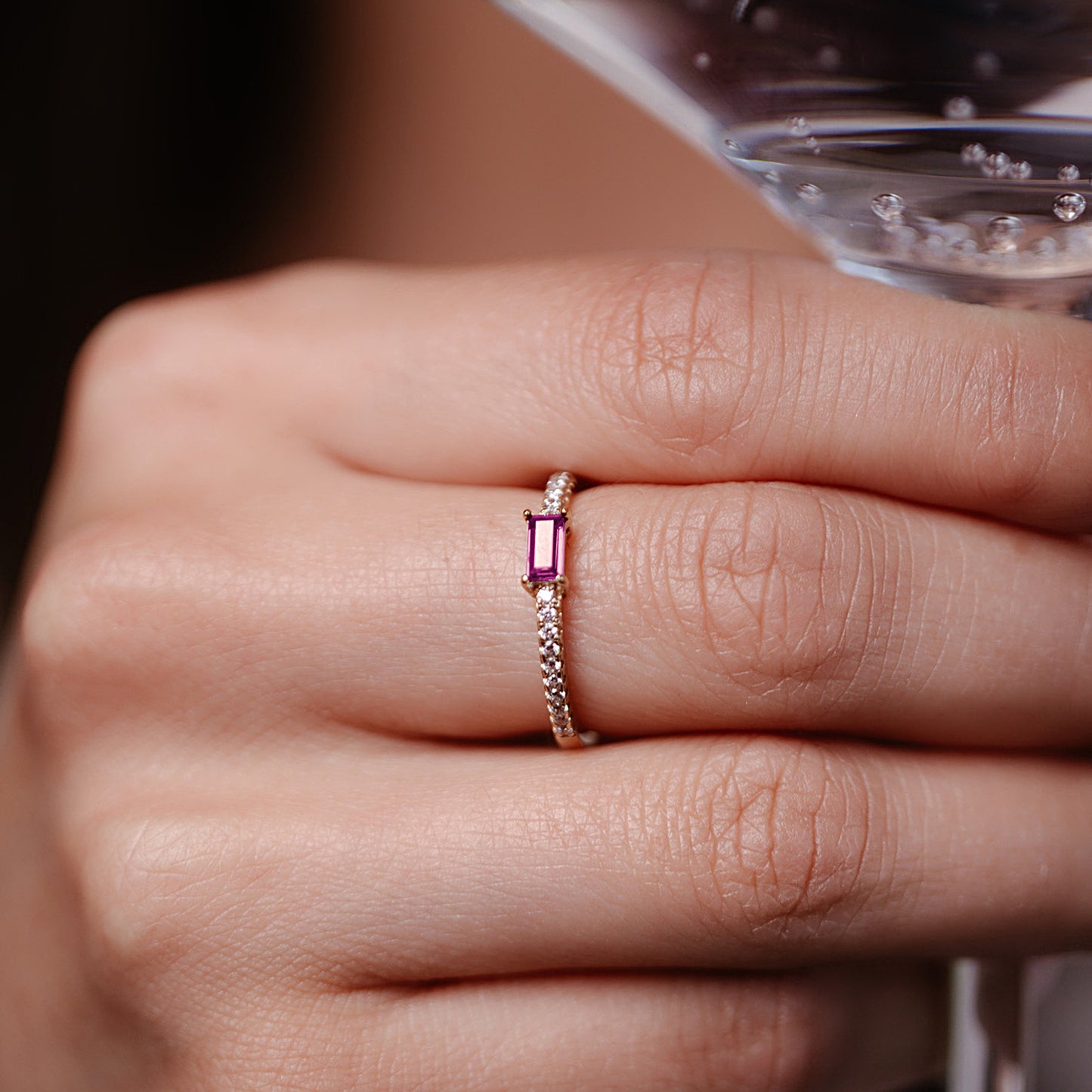 Ava Deco Eternity Ring- Pink Sapphire