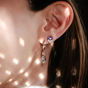 Zara Deco Stud Earrings- Tanzanite