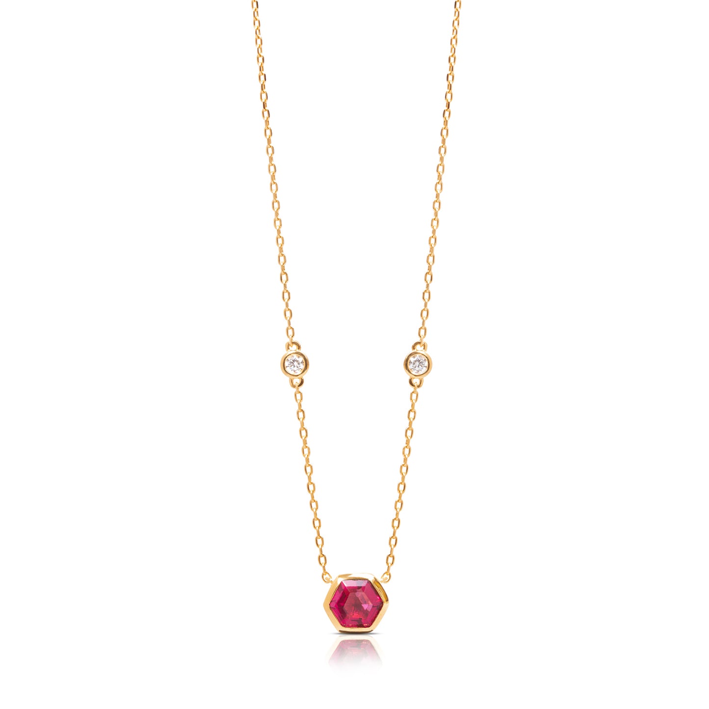 Sophia Hexagon Cut Necklace - Pink Spinel