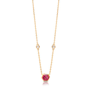 
            
                Load image into Gallery viewer, Sophia Hexagon Cut Necklace - Pink Spinel
            
        