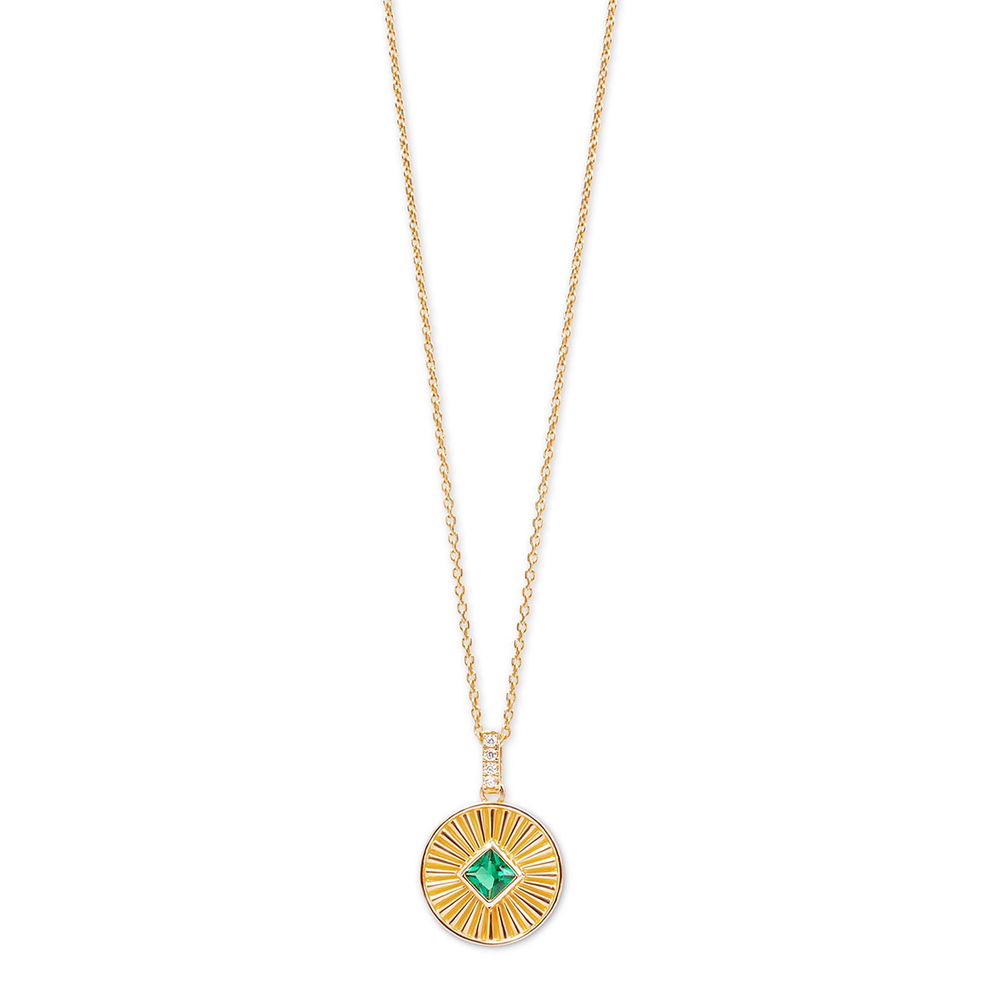 Heidi Sunray Disc Pendant - Emerald