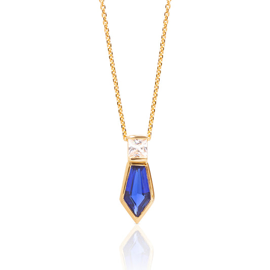 Naomi Deco Drop Pendant - Sapphire