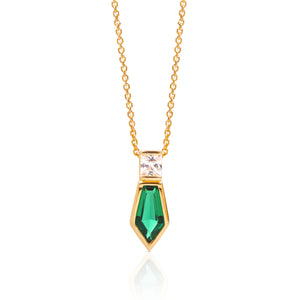 Naomi Deco Drop Pendant - Emerald