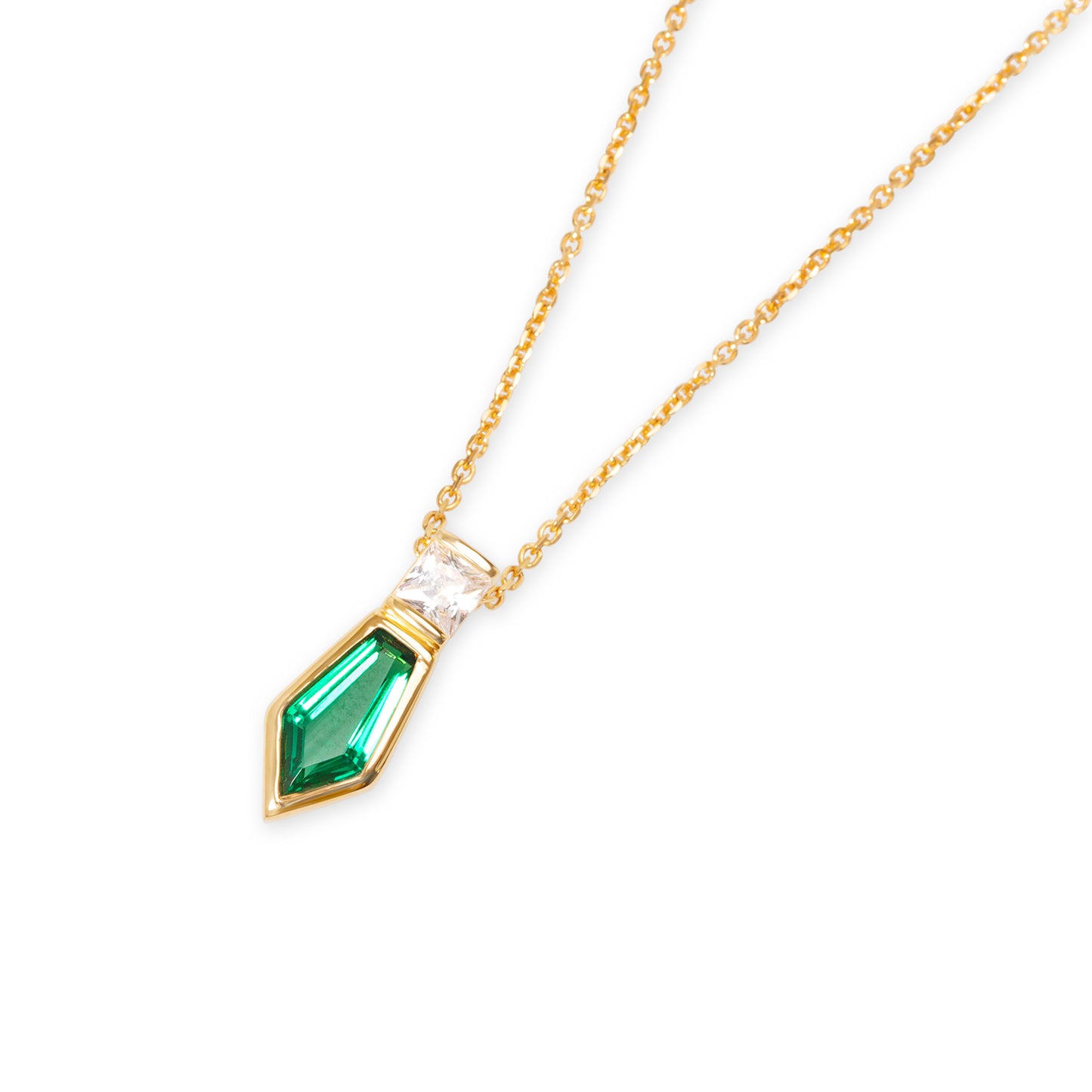 Naomi Deco Drop Pendant - Emerald