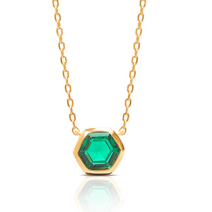 Sophia Hexagon Cut Necklace - Emerald