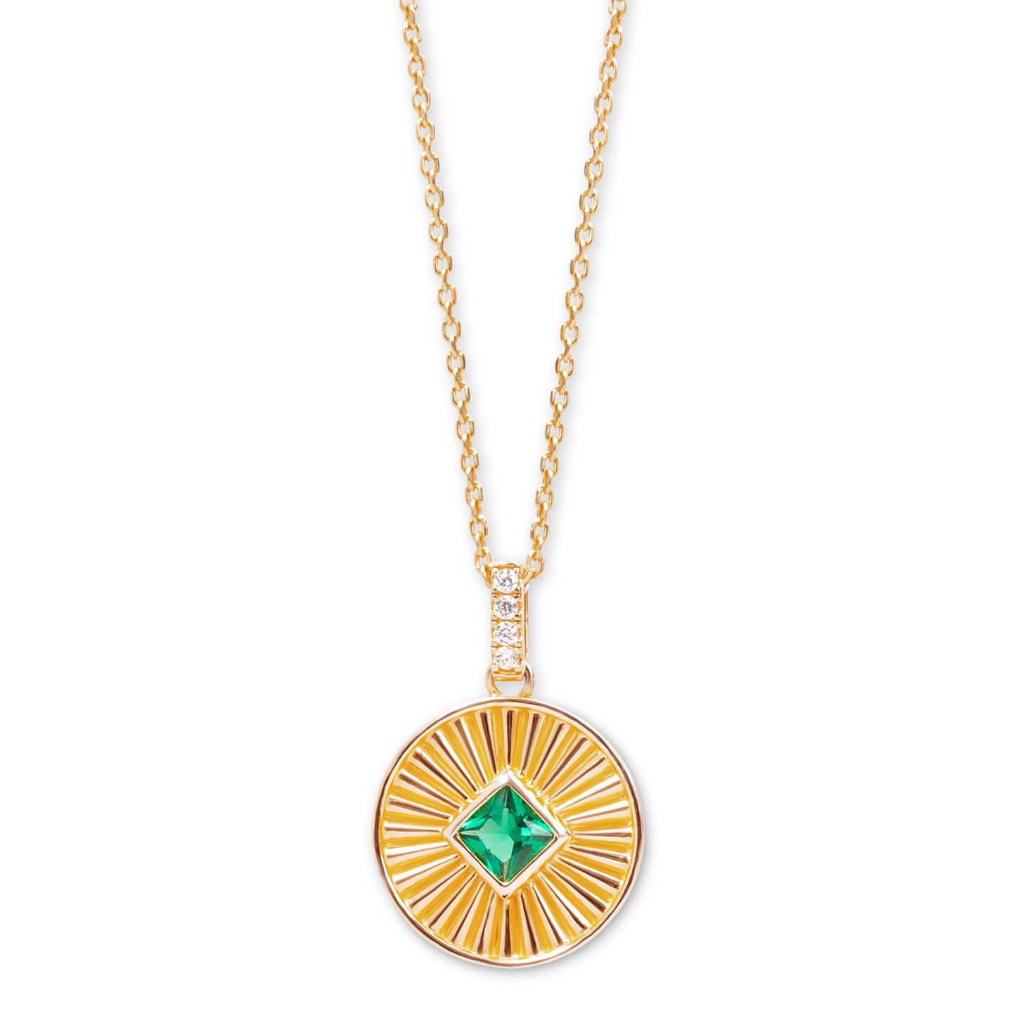 Heidi Sunray Disc Pendant - Emerald