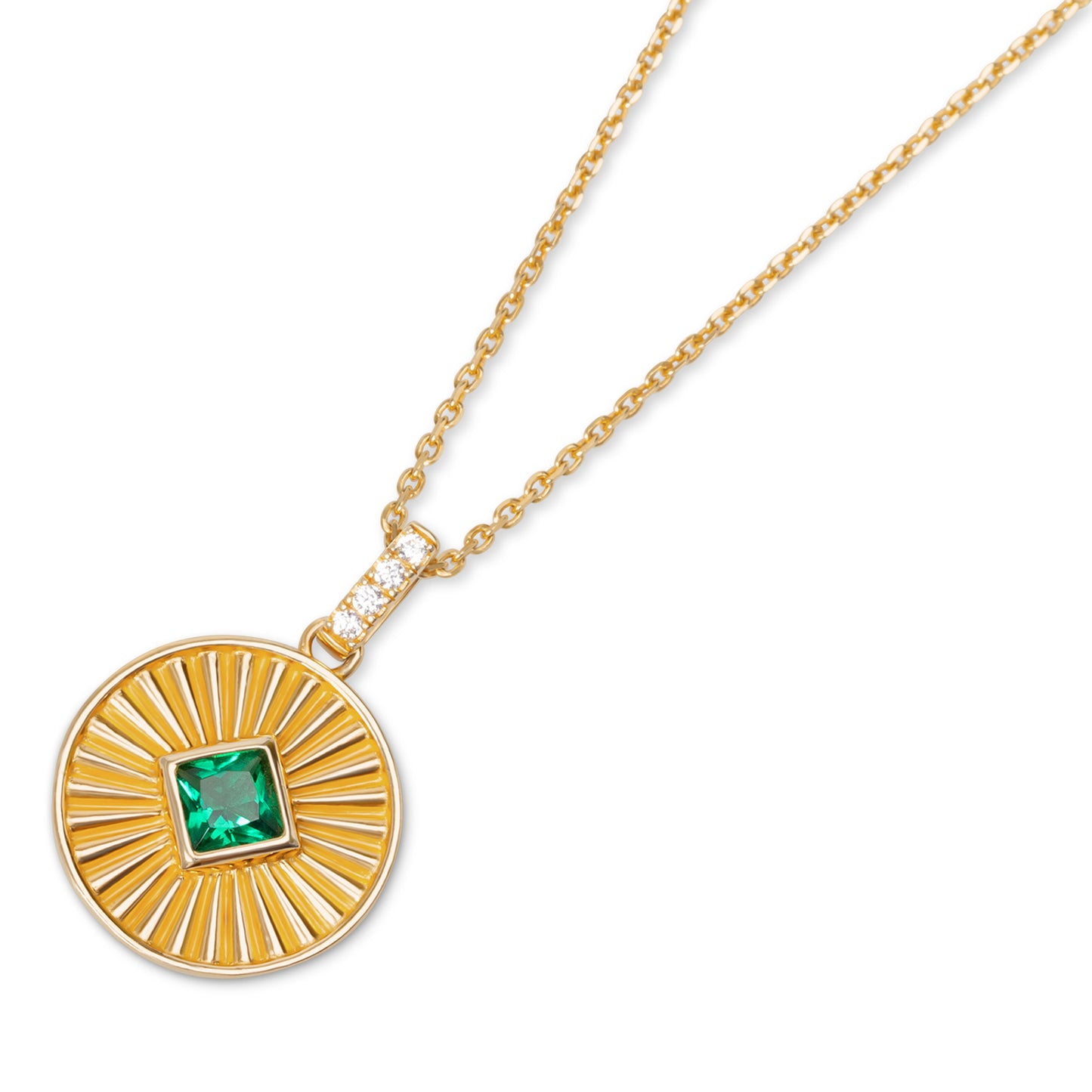 Heidi Sunray Disc Pendant - Emerald