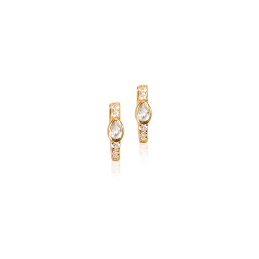 Olivia Pear Cut Hoops- Diamond