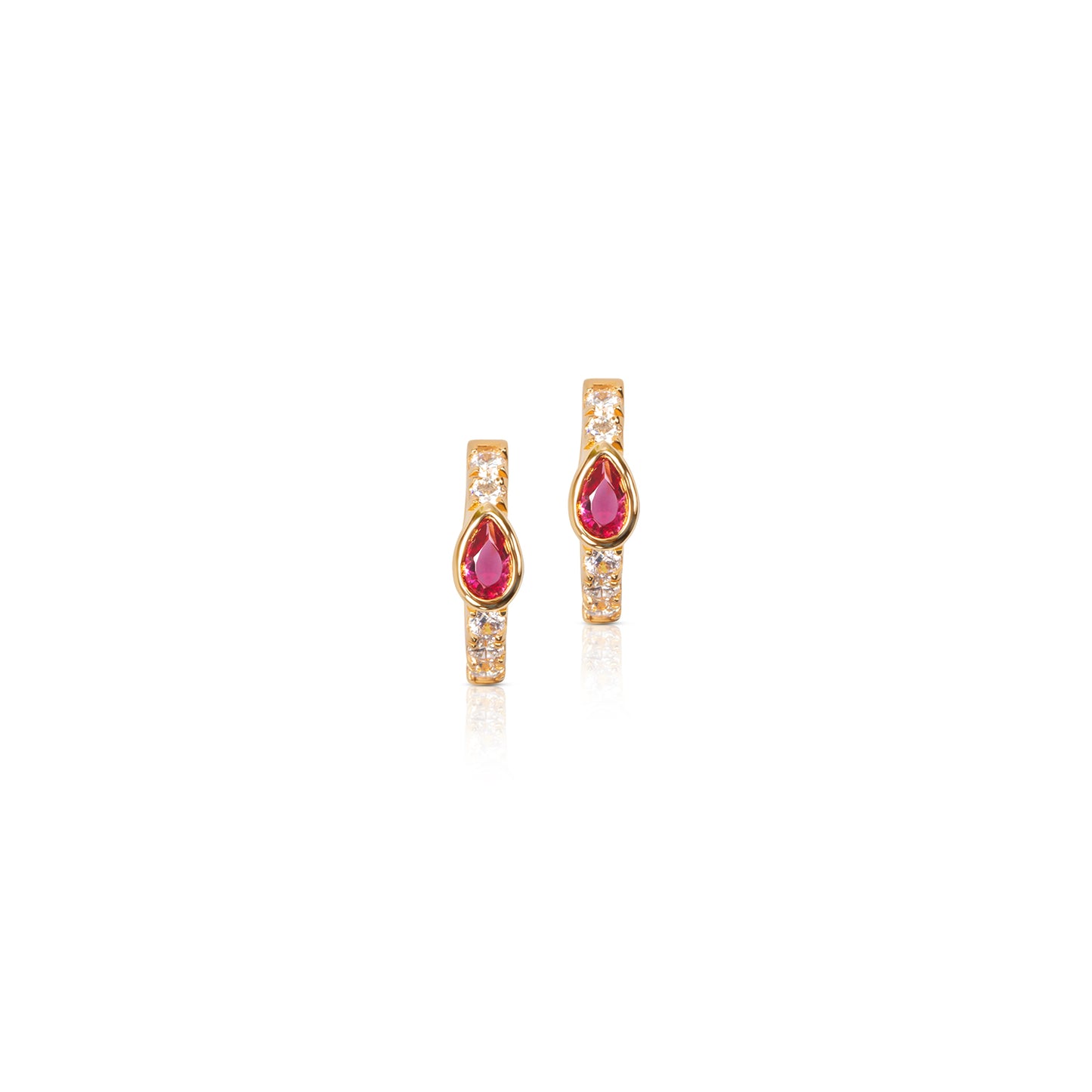 Olivia Pear Cut Hoops- Pink Spinel