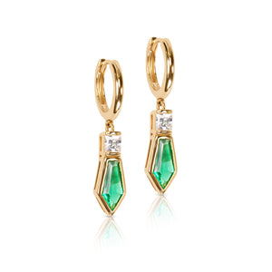 Naomi Drop Hoop Earrings - Emerald