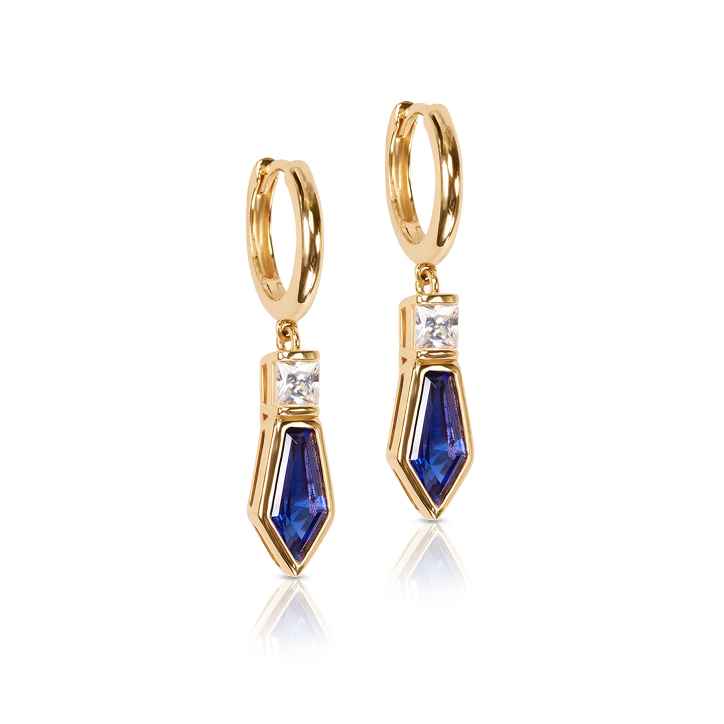 Naomi Drop Hoop Earrings - Sapphire