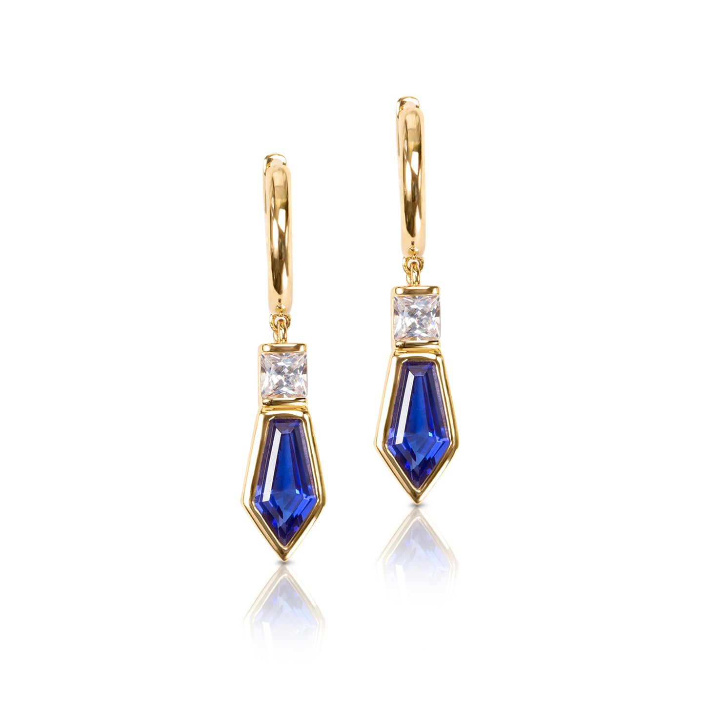 Naomi Drop Hoop Earrings - Sapphire