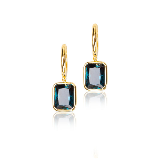 Lily Drop Hoop Earrings - London Blue Topaz