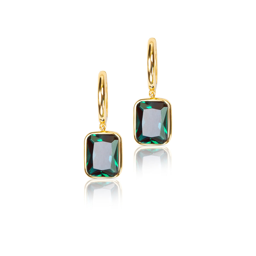 
            
                Load image into Gallery viewer, Lily Drop Hoop Earring - Emerald
            
        