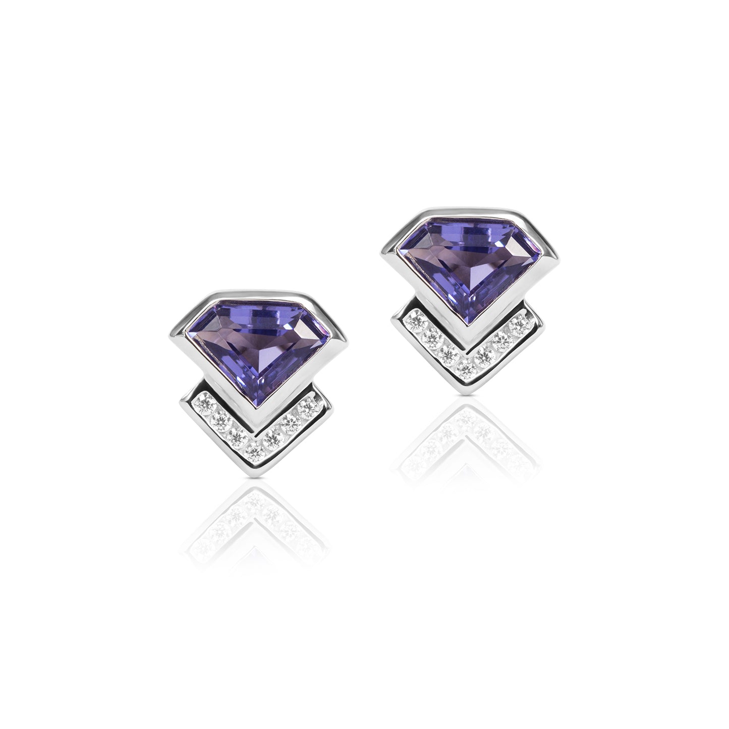 Zara Deco Stud Earrings- Tanzanite