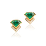 Zara Deco Stud Earrings- Emerald