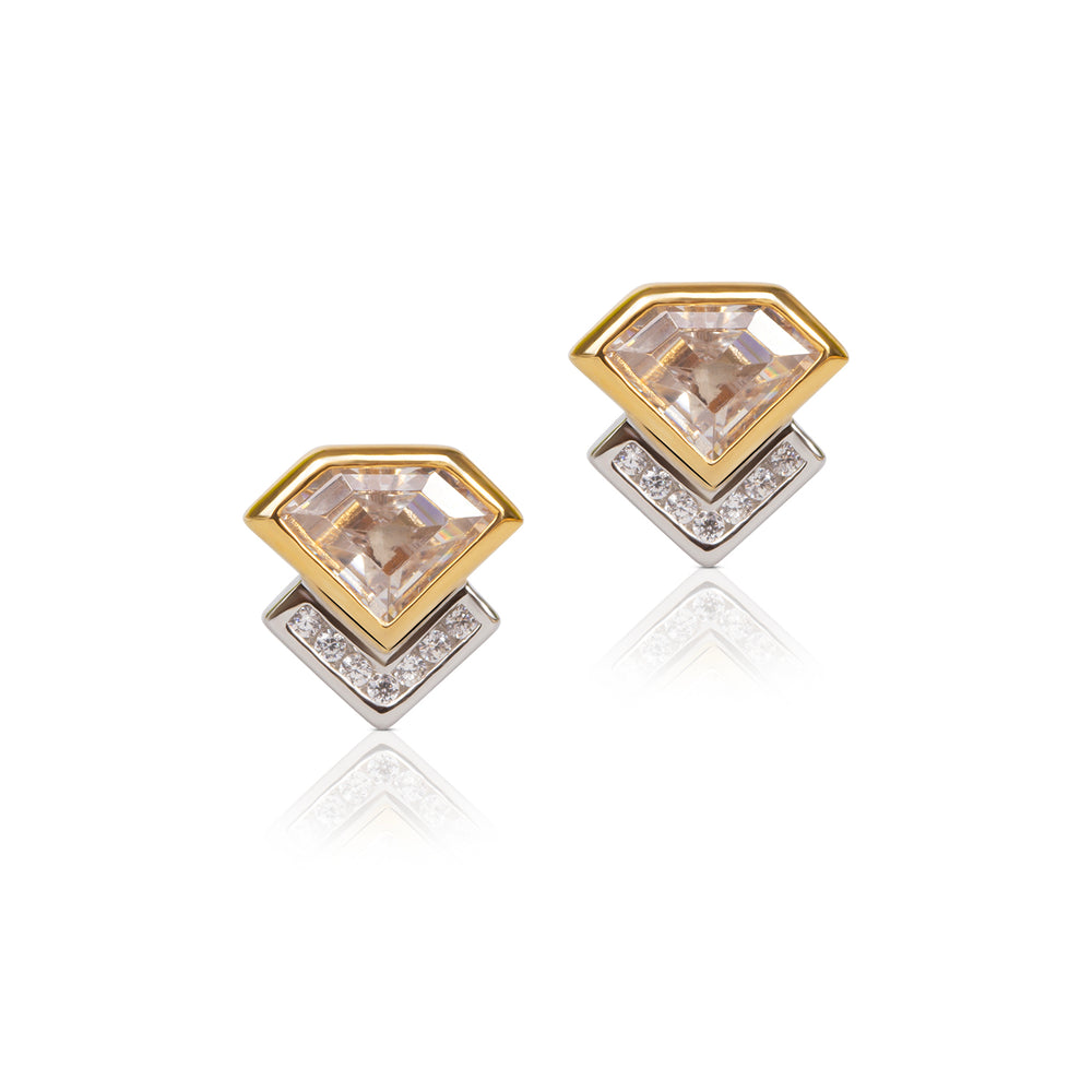 Zara Deco Stud Earrings - Diamond