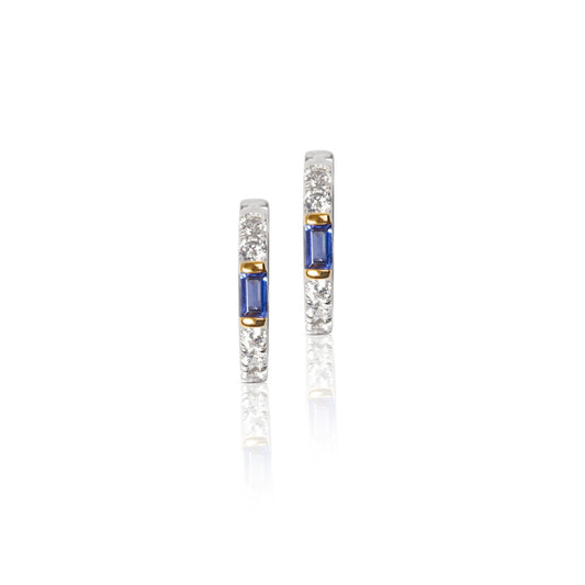 Mia Baguette Cut Hoop Earrings - Sapphire