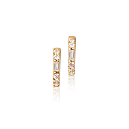 Mia Baguette Cut Hoop Earrings - Diamond