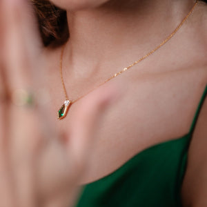 
            
                Load image into Gallery viewer, Naomi Deco Drop Pendant - Emerald
            
        