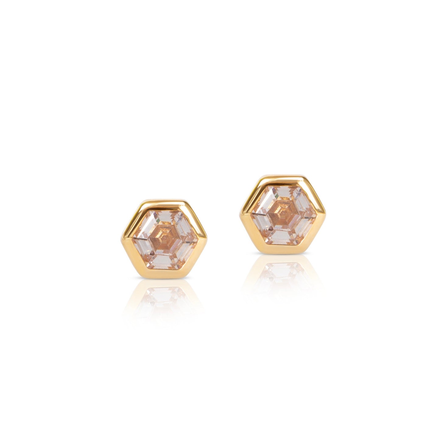 Sophia Hexagon Stud Earrings- Diamond