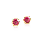 Sophia Hexagon Stud Earrings - Pink Spinel
