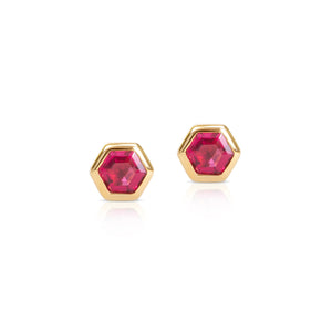 
            
                Load image into Gallery viewer, Sophia Hexagon Stud Earrings - Pink Spinel
            
        