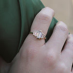Gold 5 Clear Stone Baguette Ring 