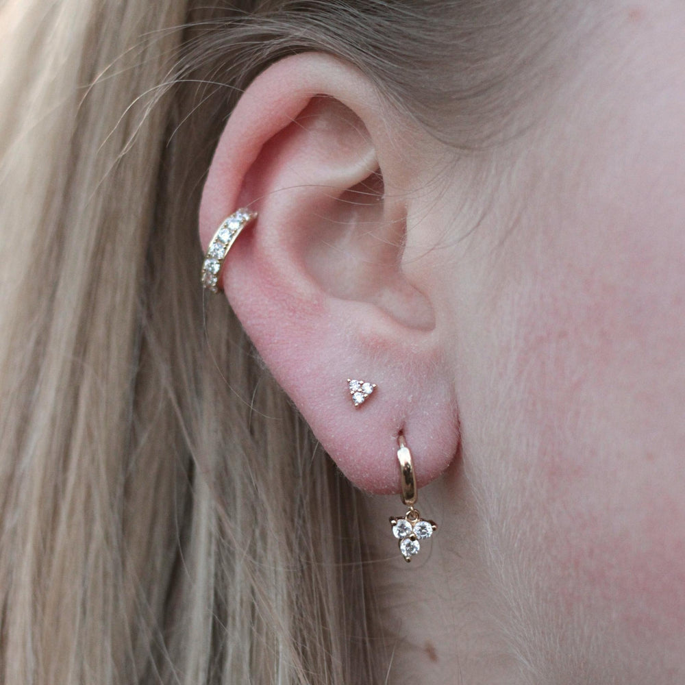 Crystal Gold Trio Studs
