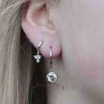 Stackable Sterling Silver Plated in Rhodium Ethereal Crystal Huggies 