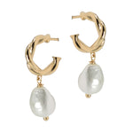Vintage Inspired Twisted Hoop Pearl Drop Earring 