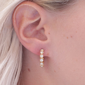 Gold Crystal CZ Clear Stone Hoops