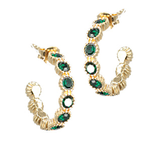 
            
                Load image into Gallery viewer, Emerald Deco Hoops
            
        