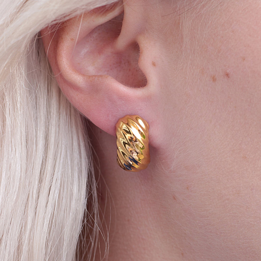 18ct Gold Plated Croissant Style Half Hoop Earrings 