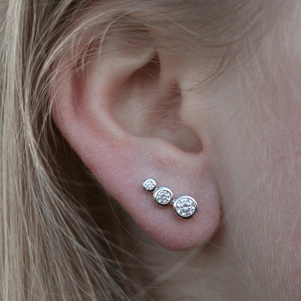
            
                Load image into Gallery viewer, Sterling Silver Crystal Trio Studs
            
        