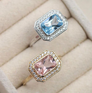 
            
                Load image into Gallery viewer, Art Deco Emerald Cut Ring - Morganite
            
        