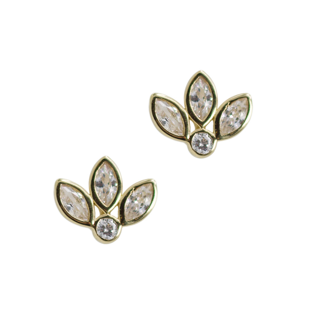 Gold Marquise Fan Studs 