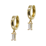 Gold Baguette Crystal Huggies 