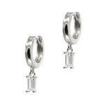 Silver Baguette Crystal Huggies 